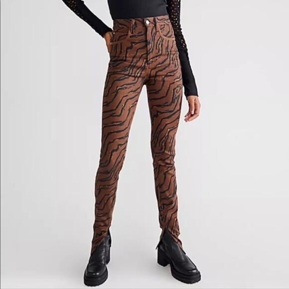 WeWoreWhat Tiger Stripe Piped Stiletto Slit The Icon Jeans 27 - Picture 1 of 11